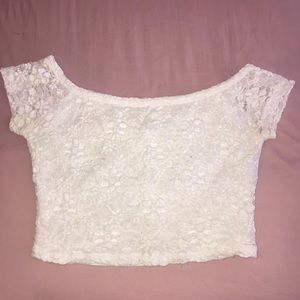 Off the shoulder white crop top